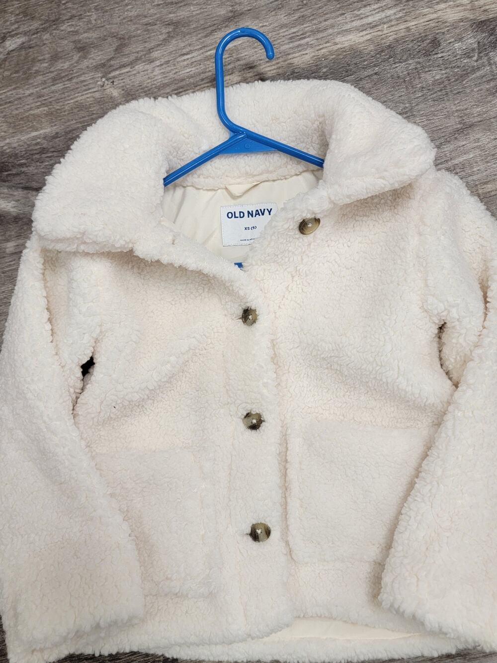OLD NAVY Girls Sherpa Coat XS (5) Soft and Warm 0123